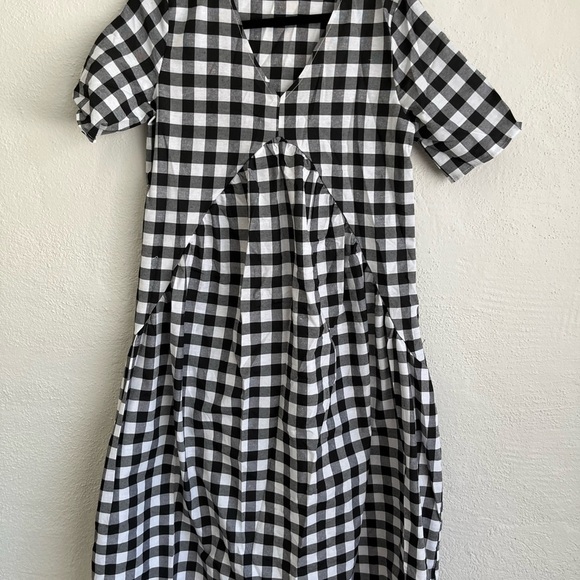 Simple Flavor Woman Black/White Check Empire Waist Midi Dress, Size M - Picture 2 of 7